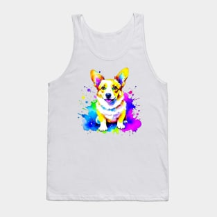 Colorful Corgi Splatter Art - Playful Canine Delight Tank Top